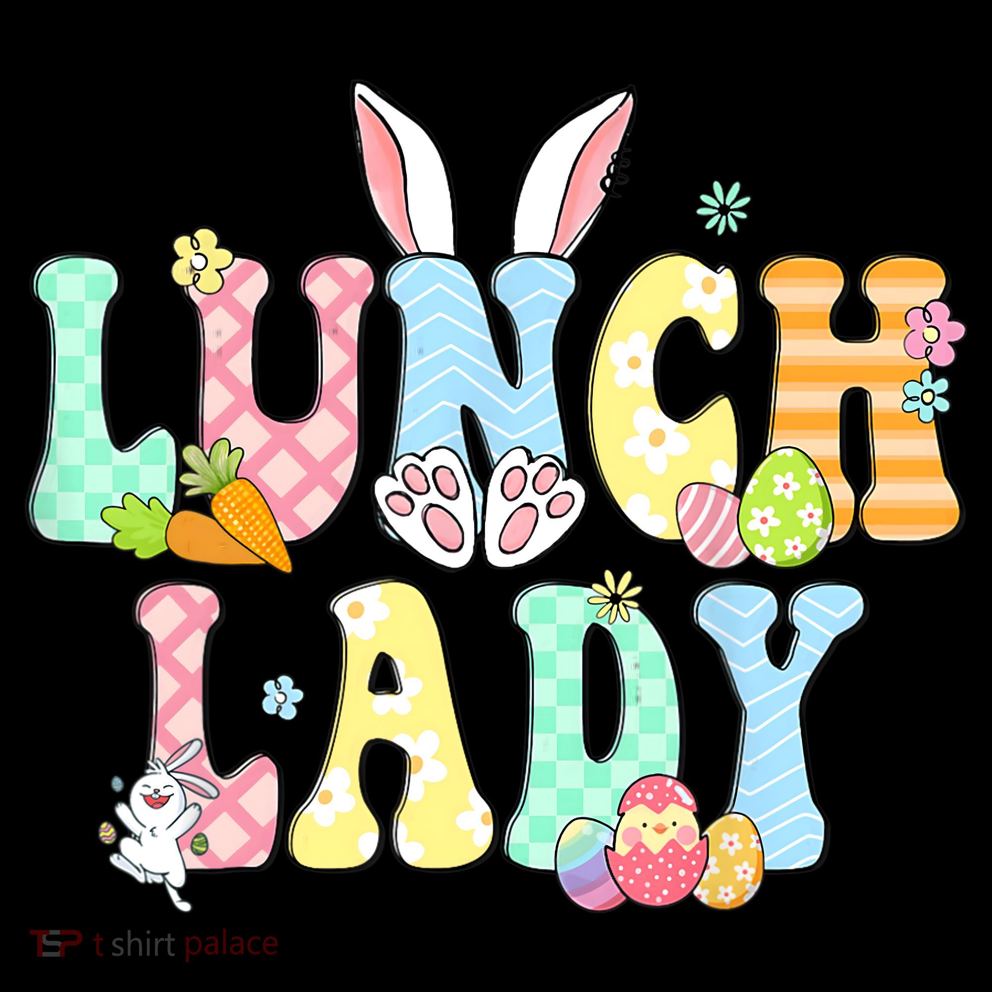 Bunny Lunch Lady Funny Egg Easter Day Floral Apron