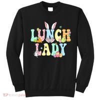 Bunny Lunch Lady Funny Egg Easter Day Floral Sweatshirt thumb 0