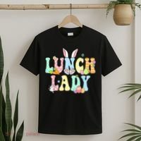 Bunny Lunch Lady Funny Egg Easter Day Floral T-Shirt thumb 2