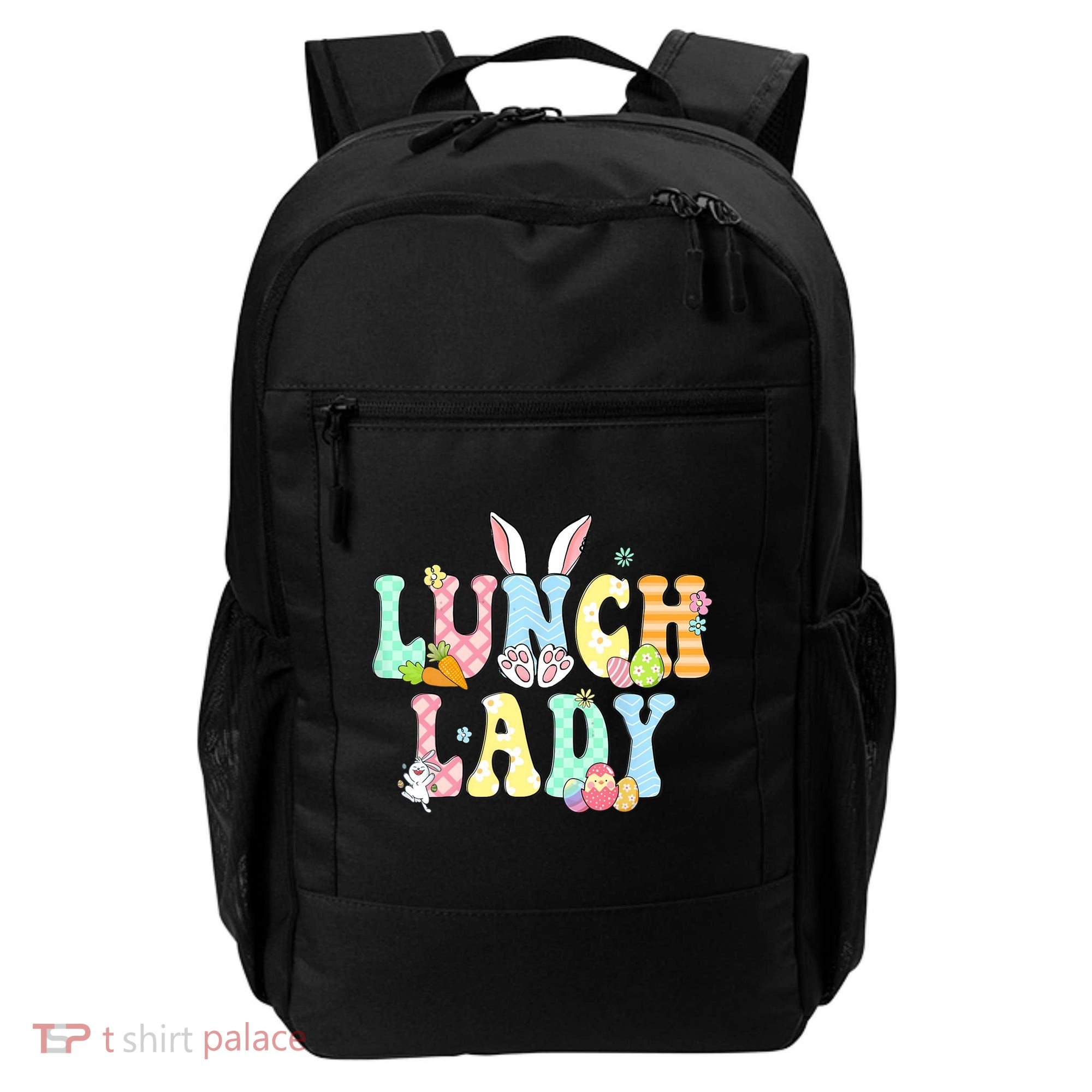 Bunny Lunch Lady Funny Egg Easter Day Floral Backpack