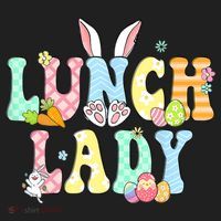 Bunny Lunch Lady Funny Egg Easter Day Floral Beanie thumb 2