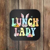 Bunny Lunch Lady Funny Egg Easter Day Floral Coaster thumb 0