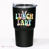 Bunny Lunch Lady Funny Egg Easter Day Floral Tumbler thumb 0