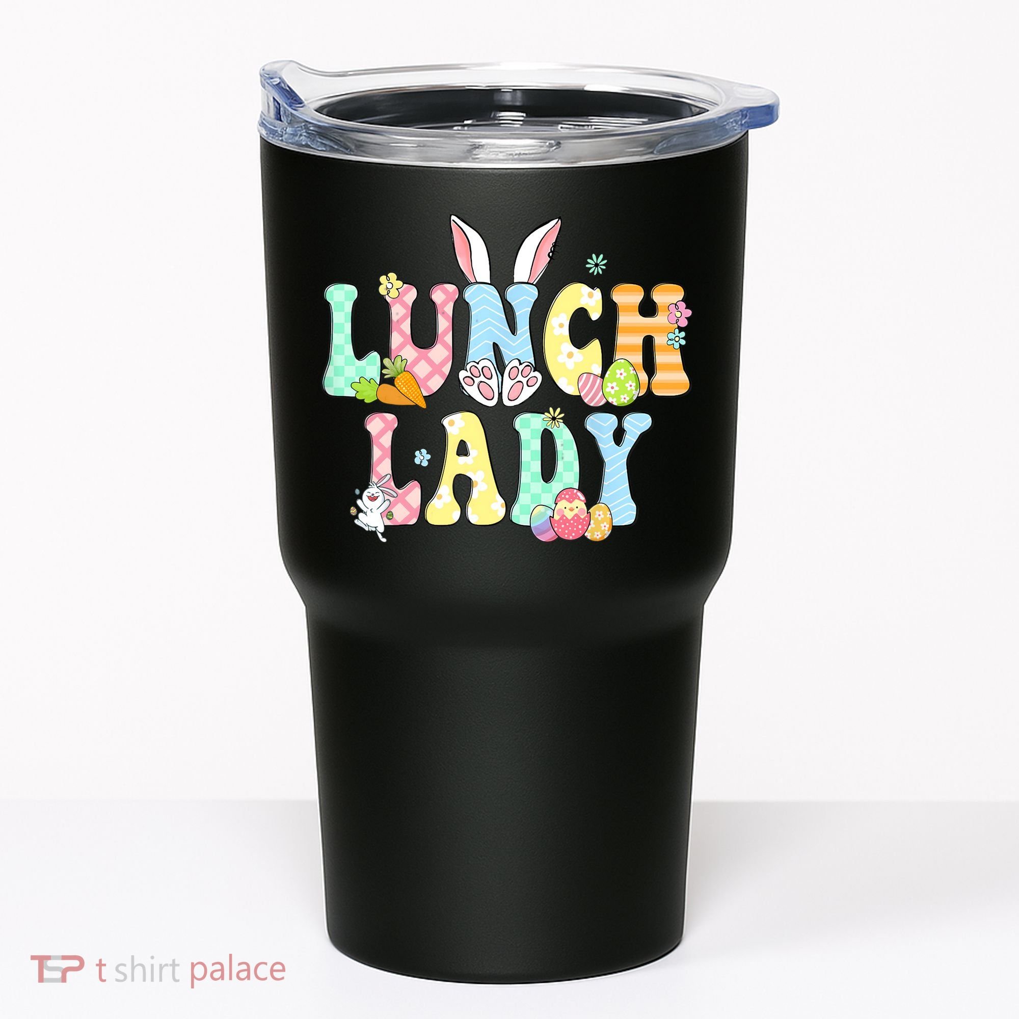 Bunny Lunch Lady Funny Egg Easter Day Floral Tumbler