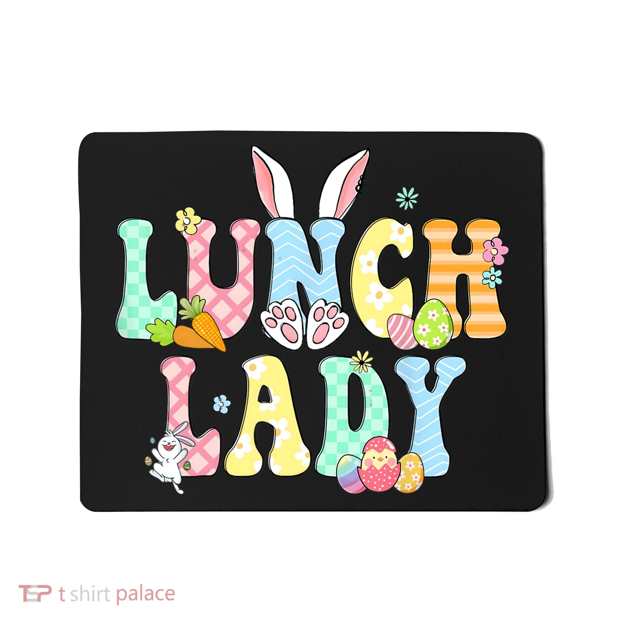 Bunny Lunch Lady Funny Egg Easter Day Floral Mousepad