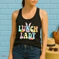 Bunny Lunch Lady Funny Egg Easter Day Floral Women's Tank Top thumb 2