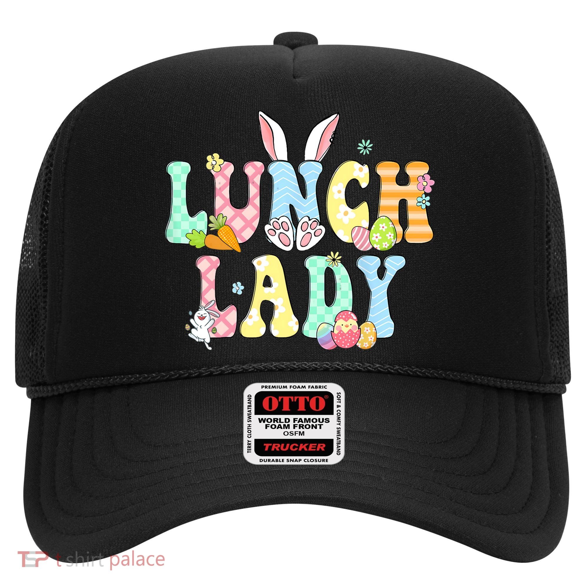 Bunny Lunch Lady Funny Egg Easter Day Floral Hat