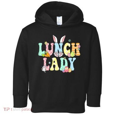 Bunny Lunch Lady Funny Egg Easter Day Floral Toddler Hoodie