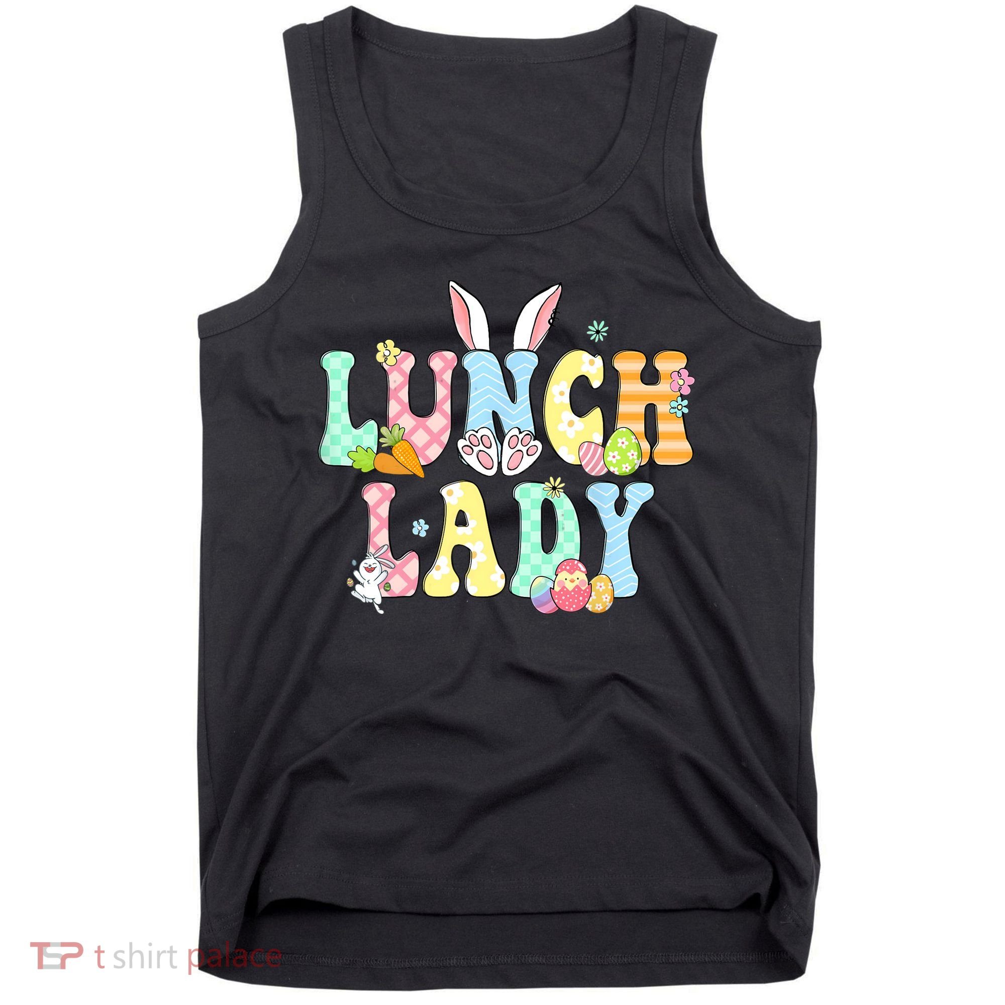 Bunny Lunch Lady Funny Egg Easter Day Floral Tank Top
