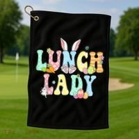 Bunny Lunch Lady Funny Egg Easter Day Floral Golf Towel thumb 1