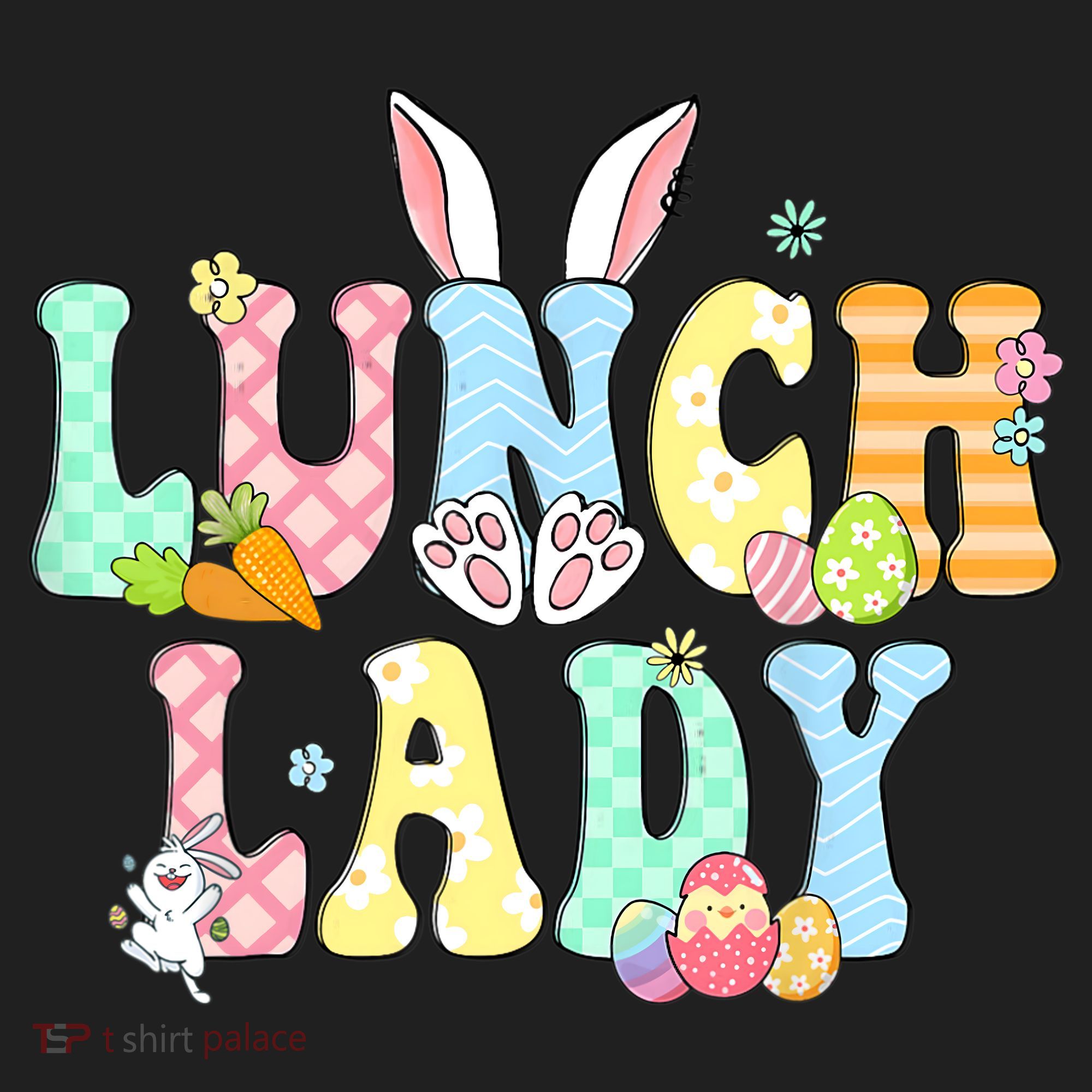 Bunny Lunch Lady Funny Egg Easter Day Floral Golf Towel