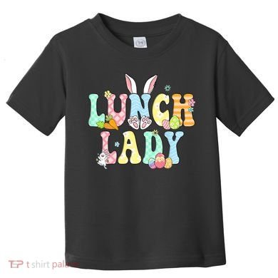 Bunny Lunch Lady Funny Egg Easter Day Floral Toddler T-Shirt