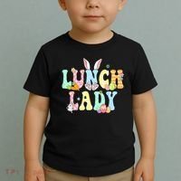 Bunny Lunch Lady Funny Egg Easter Day Floral Toddler T-Shirt thumb 2