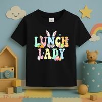 Bunny Lunch Lady Funny Egg Easter Day Floral Toddler T-Shirt thumb 3