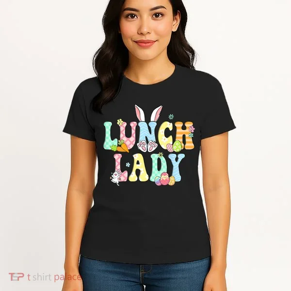 Bunny Lunch Lady Funny Egg Easter Day Floral Women's T-Shirt
