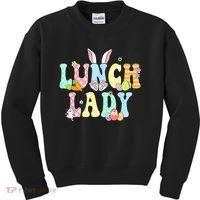 Bunny Lunch Lady Funny Egg Easter Day Floral Kids Sweatshirt thumb 0
