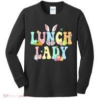 Bunny Lunch Lady Funny Egg Easter Day Floral Kids Long Sleeve Shirt thumb 0