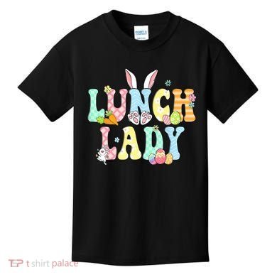 Bunny Lunch Lady Funny Egg Easter Day Floral Kids T-Shirt