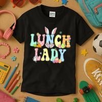 Bunny Lunch Lady Funny Egg Easter Day Floral Kids T-Shirt thumb 3