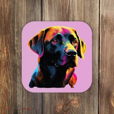 Black Labrador Lover Colorful Pop Art Black Lab Coaster