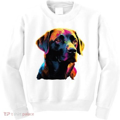 Black Labrador Lover Colorful Pop Art Black Lab Kids Sweatshirt