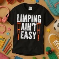 Broken Leg Limping AinT Easy Injury Surgery Get Well Soon Kids T-Shirt thumb 3