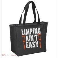 Broken Leg Limping AinT Easy Injury Surgery Get Well Soon Tote Bag thumb 2
