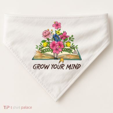 Book Lover Librarian Grow Your Mind Reading Teacher Flower USA-Made Doggie Bandana