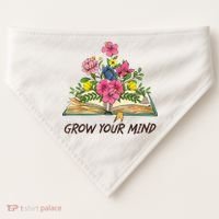 Book Lover Librarian Grow Your Mind Reading Teacher Flower USA-Made Doggie Bandana thumb 0