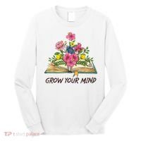 Book Lover Librarian Grow Your Mind Reading Teacher Flower Long Sleeve Shirt thumb 0