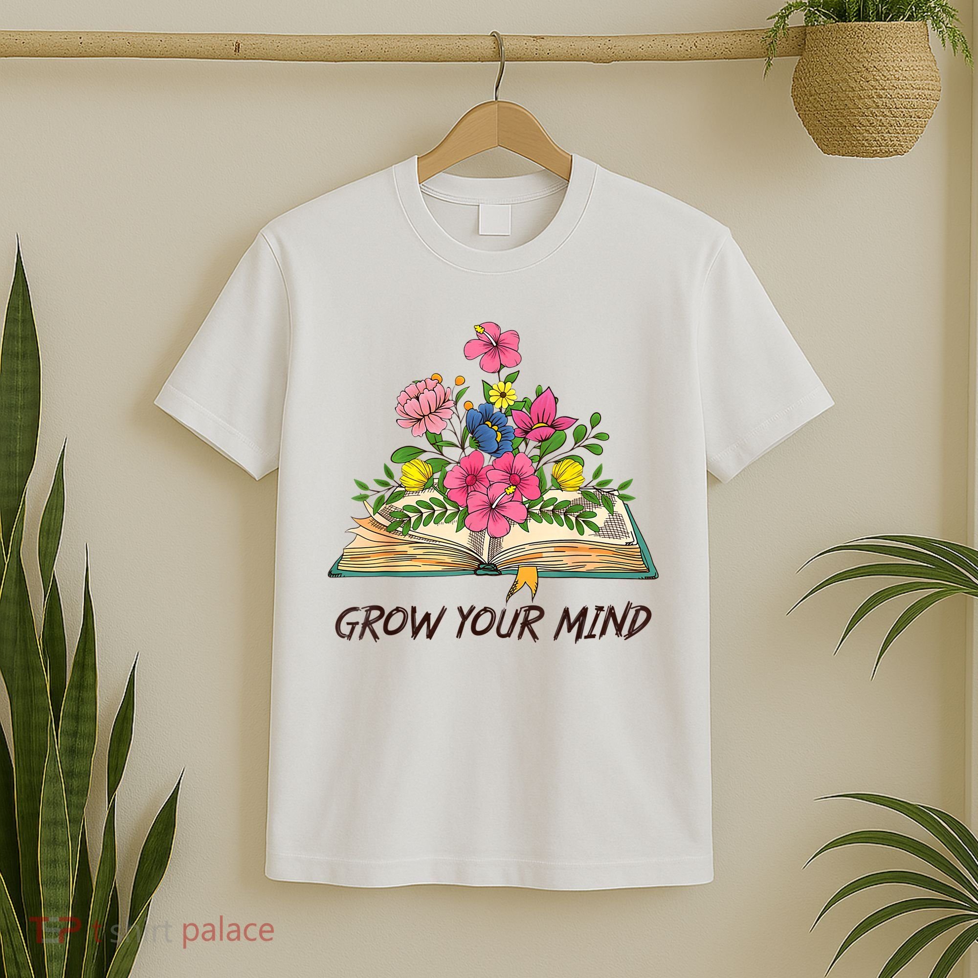 Book Lover Librarian Grow Your Mind Reading Teacher Flower T-Shirt