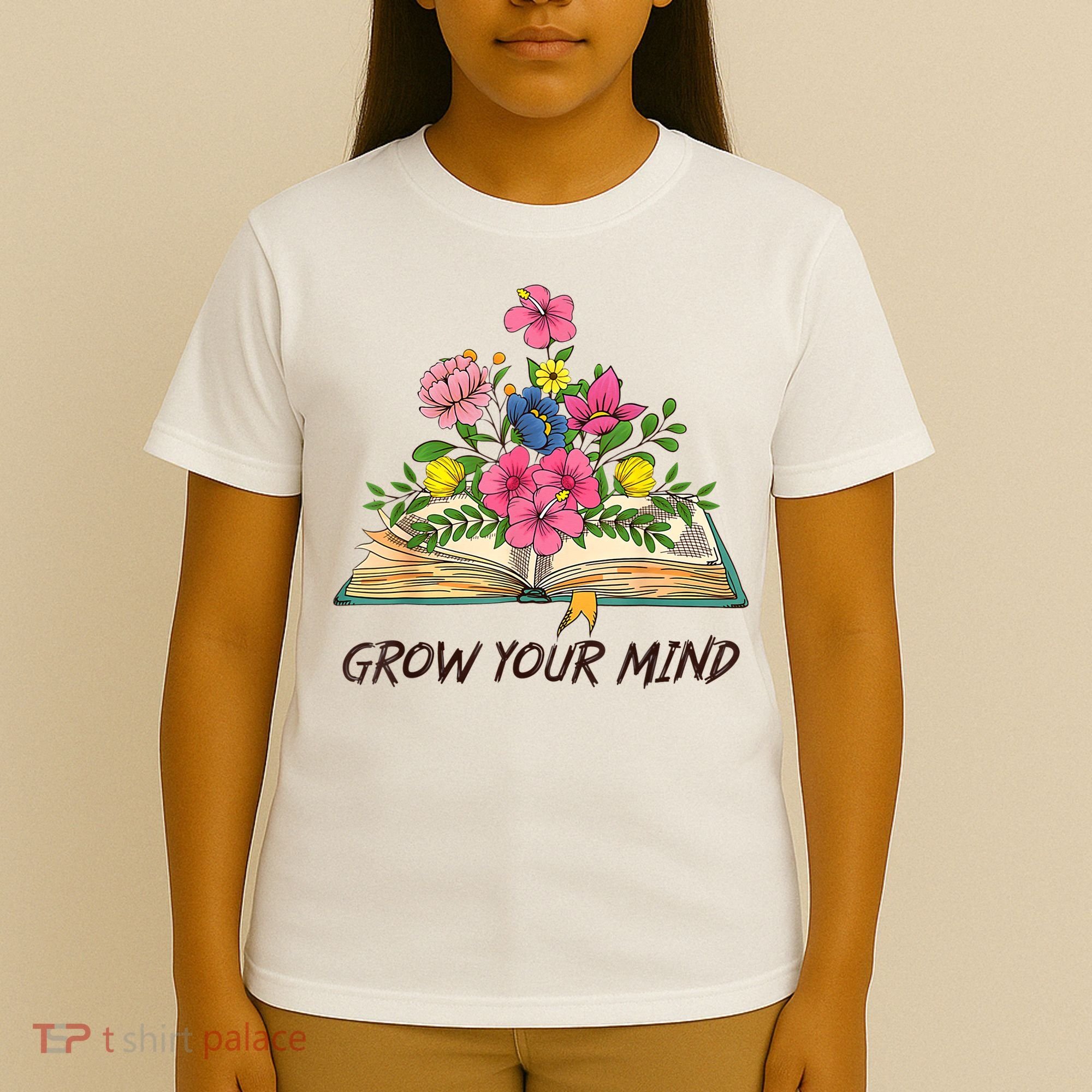 Book Lover Librarian Grow Your Mind Reading Teacher Flower T-Shirt