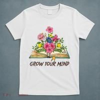 Book Lover Librarian Grow Your Mind Reading Teacher Flower T-Shirt thumb 5
