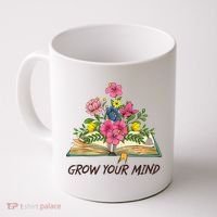 Book Lover Librarian Grow Your Mind Reading Teacher Flower Coffee Mug thumb 0