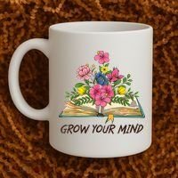 Book Lover Librarian Grow Your Mind Reading Teacher Flower Coffee Mug thumb 2