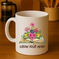 Book Lover Librarian Grow Your Mind Reading Teacher Flower Coffee Mug thumb 4