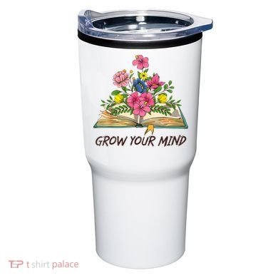 Book Lover Librarian Grow Your Mind Reading Teacher Flower Tumbler