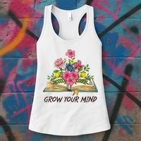 Book Lover Librarian Grow Your Mind Reading Teacher Flower Women's Tank Top thumb 3