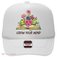 Book Lover Librarian Grow Your Mind Reading Teacher Flower Hat thumb 0