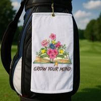 Book Lover Librarian Grow Your Mind Reading Teacher Flower Golf Towel thumb 2