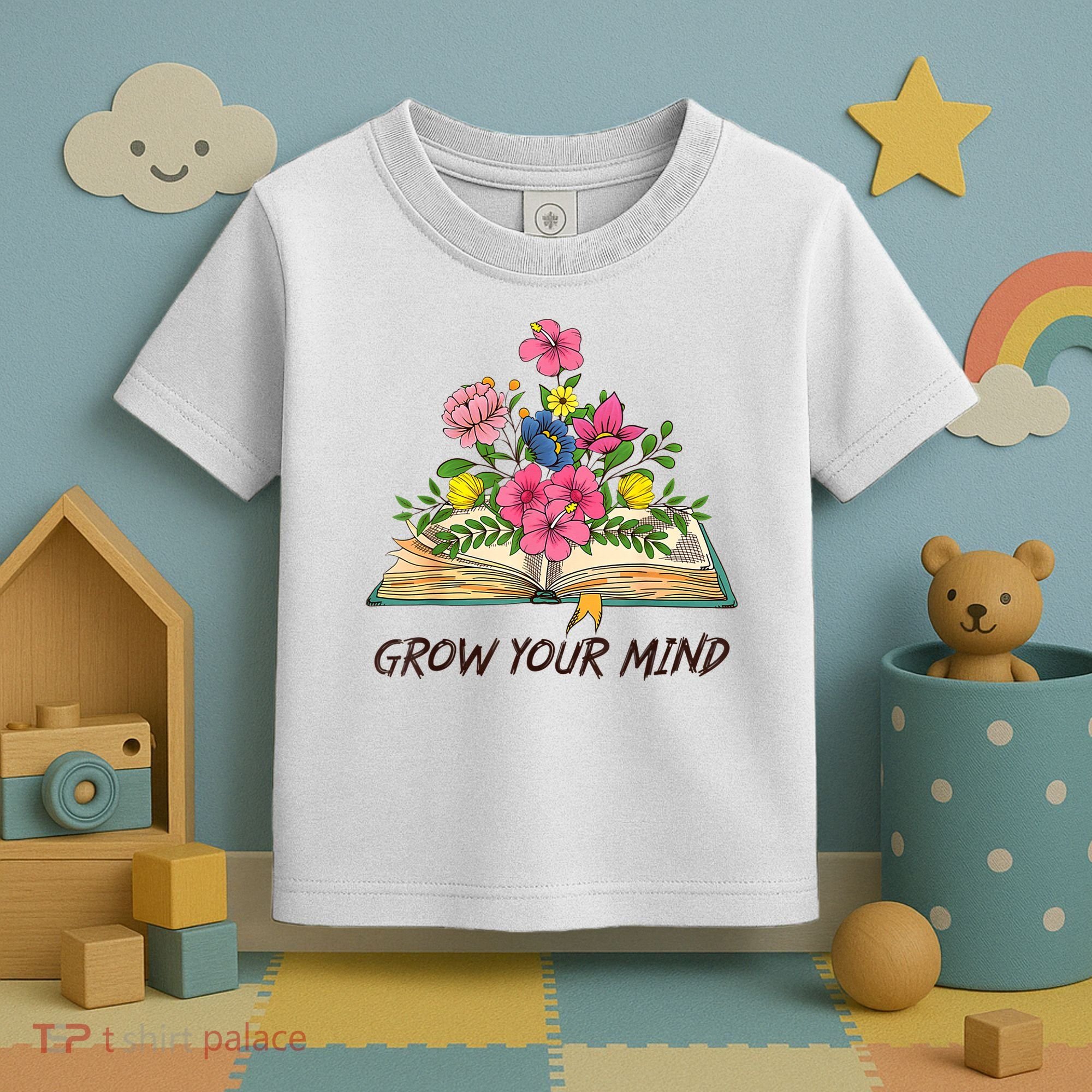 Book Lover Librarian Grow Your Mind Reading Teacher Flower Toddler T-Shirt