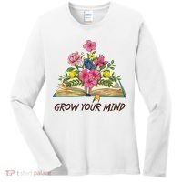 Book Lover Librarian Grow Your Mind Reading Teacher Flower Women's Long Sleeve Shirt thumb 0