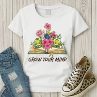 Book Lover Librarian Grow Your Mind Reading Teacher Flower Women's T-Shirt thumb 3
