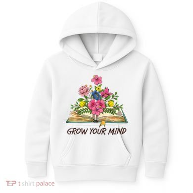 Book Lover Librarian Grow Your Mind Reading Teacher Flower Kids Hoodie