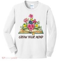 Book Lover Librarian Grow Your Mind Reading Teacher Flower Kids Long Sleeve Shirt thumb 0