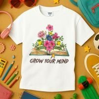 Book Lover Librarian Grow Your Mind Reading Teacher Flower Kids T-Shirt thumb 3