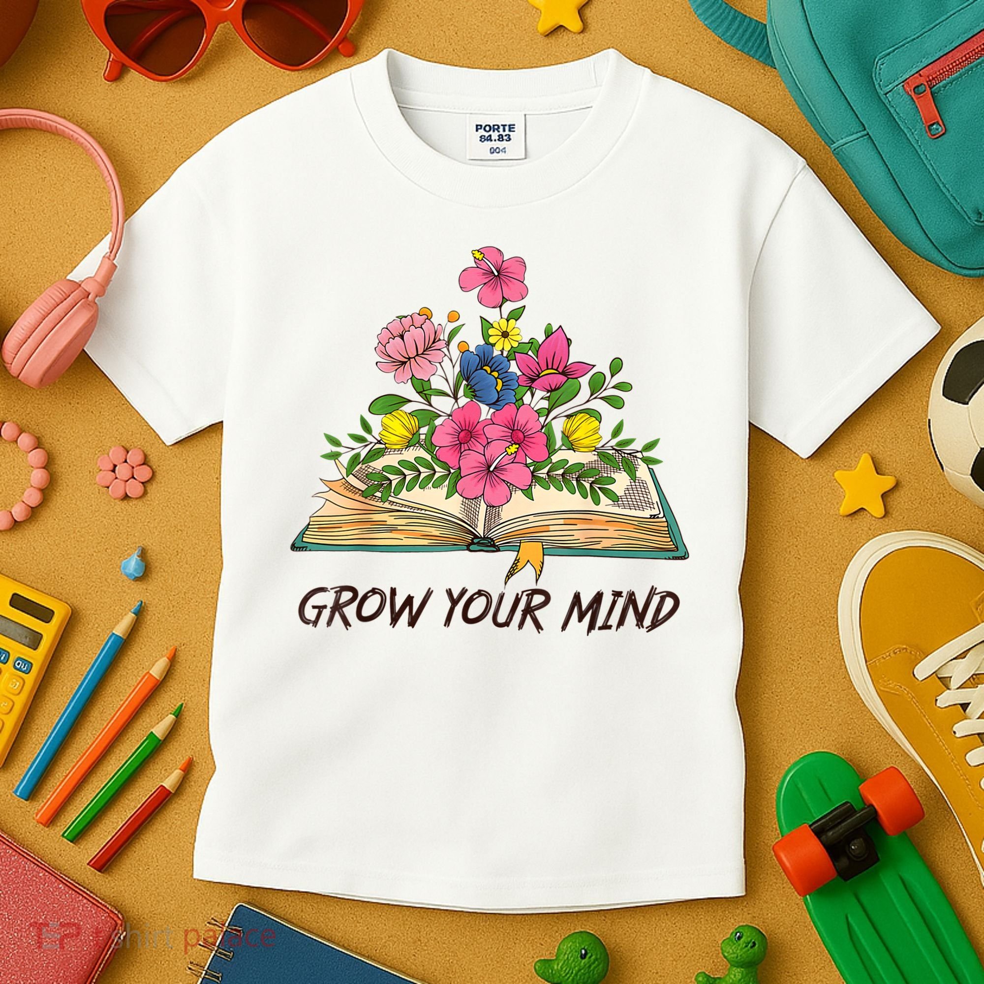 Book Lover Librarian Grow Your Mind Reading Teacher Flower Kids T-Shirt