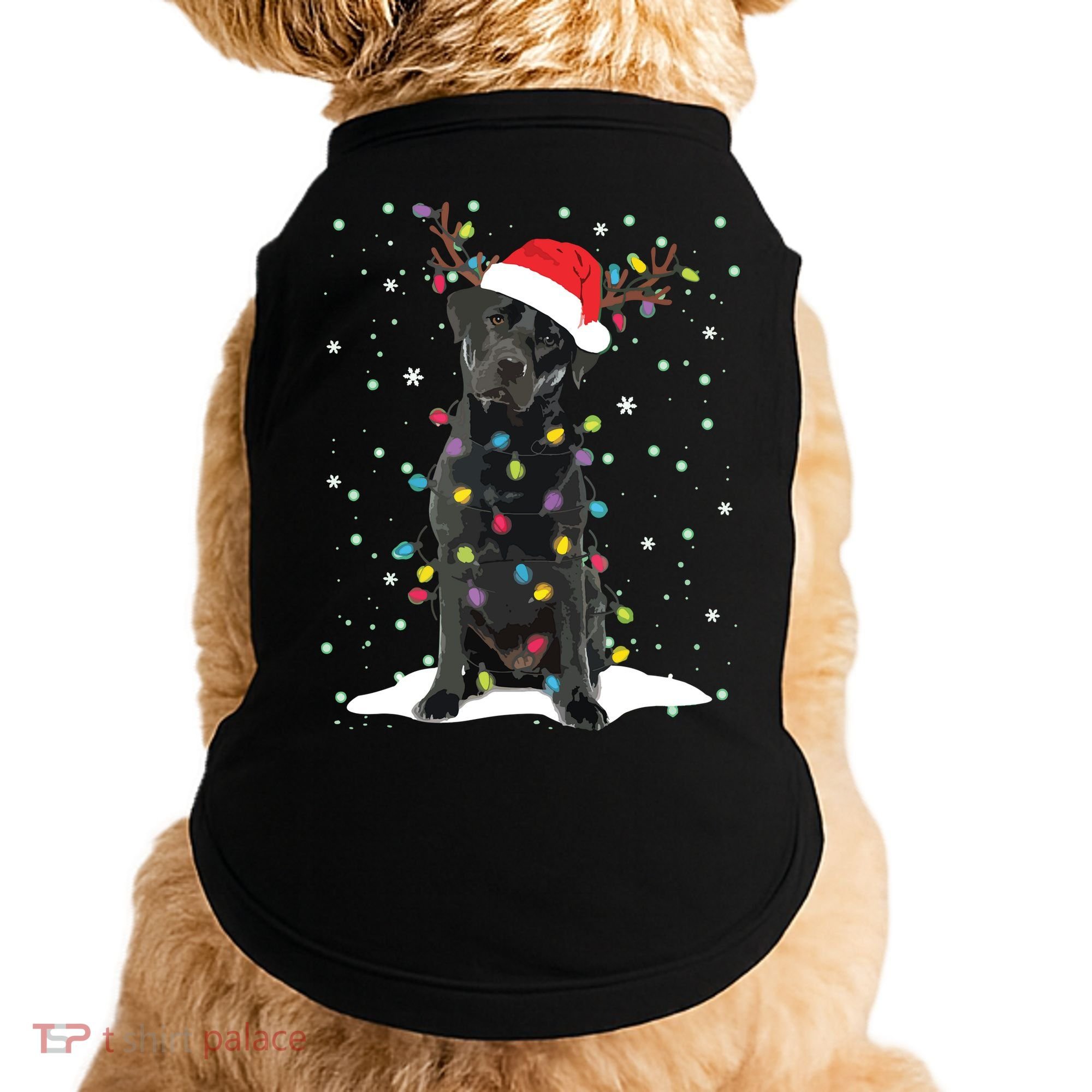 Black Lab Labrador Christmas Tree Light Pajama Dog Xmas Doggie Tank
