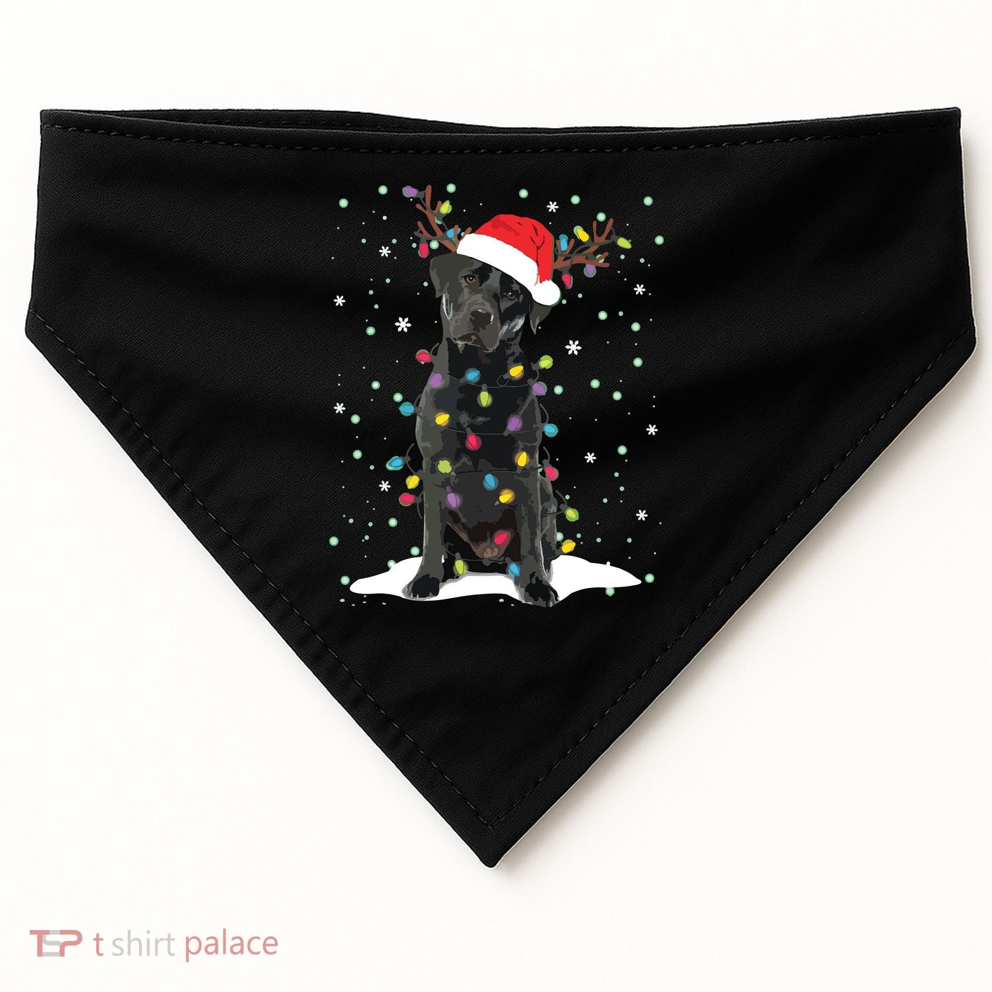 Black Lab Labrador Christmas Tree Light Pajama Dog Xmas USA-Made Doggie Bandana