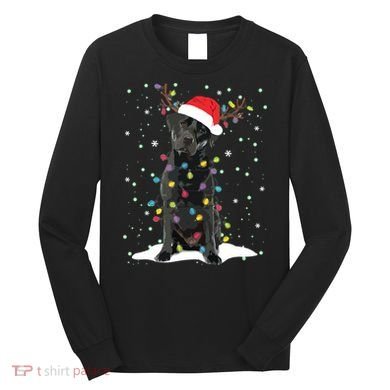 Black Lab Labrador Christmas Tree Light Pajama Dog Xmas Long Sleeve Shirt